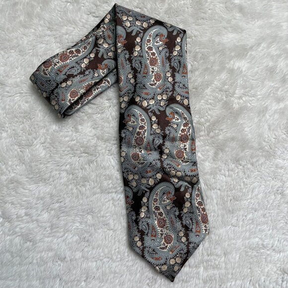 Ermenegildo Zegna Other - Ermenegildo Zegna Men's Brown Floral & Paisley Print 100% Silk Tie One Size